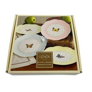 Lenox Butterfly Meadow Dessert Plates Set of Four Floral Holiday